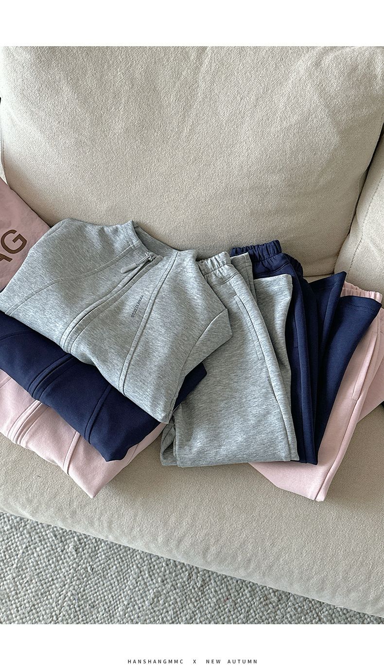 Xie Jinmao Kinderbekleidung Eltern-Kind-Outfit Mädchen Herbst Sweatshirt Set Stilvolles Baby Mädchen Koreanische Version Reißverschluss_voghion.com