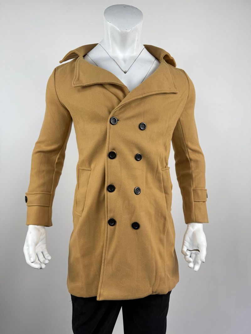 Autumn Winter New Men's Trench Coat Jacket Double-Breasted Mid-Length Woolen Overcoat_voghion.com