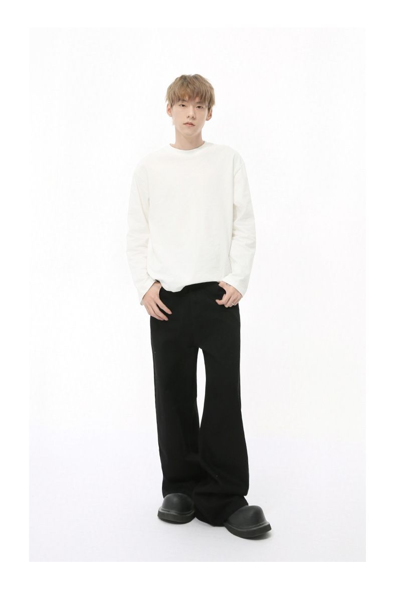 Men's Clothing Autumn New Arrivals Korean Distressed White Wide leg Straight Jeans Trend_voghion.com
