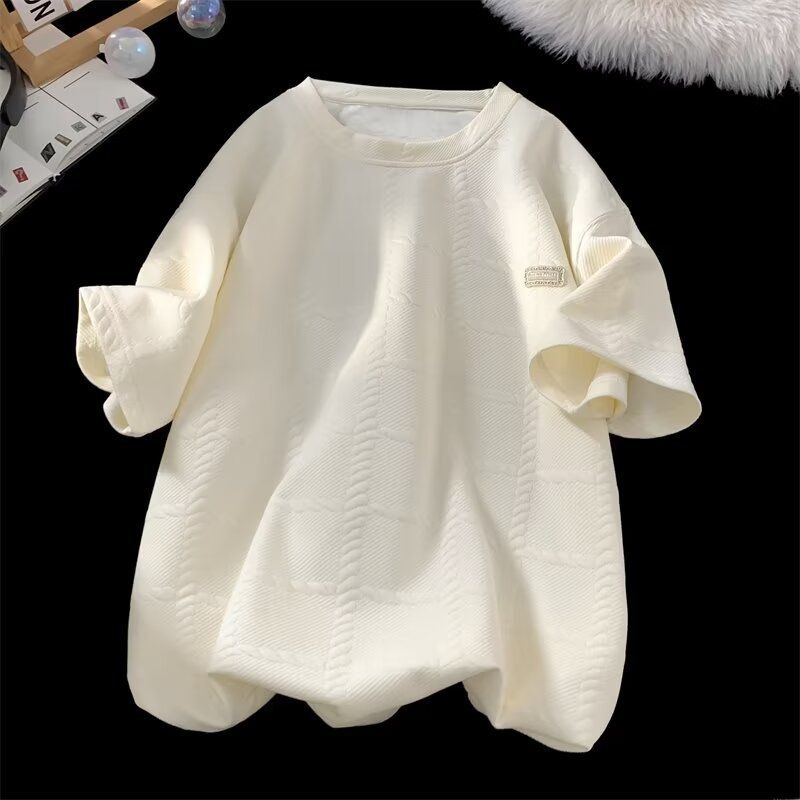 Short Sleeved T-shirt Men's Summer Loose Retro Shoulder Casual Top Versatile And Trendy_voghion.com