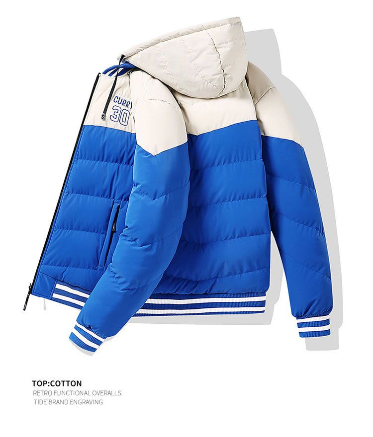 Wende-Pufferjacke mit Kapuze für Herren – Trendiger bestickter Wintermantel mit Reißverschluss vorne und abnehmbarer Kapuze_voghion.com
