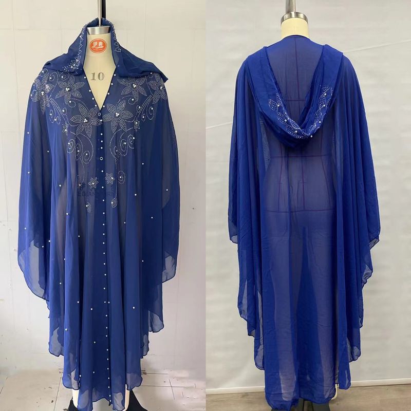 Robe cravejado de strass, xale muçulmano, vestido com capa e capuz, manga morcego, mais vendido_voghion.com