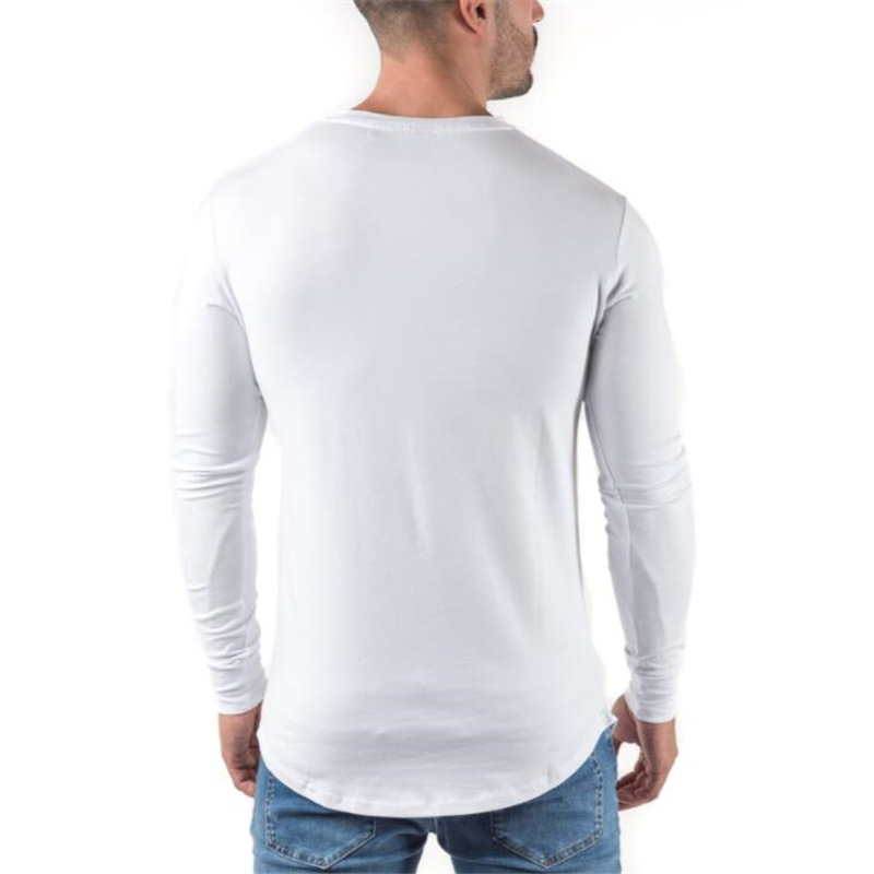 Erkek pamuklu spor fitness uzun kollu tişört koşu antrenmanı temel tişörtü_voghion.com