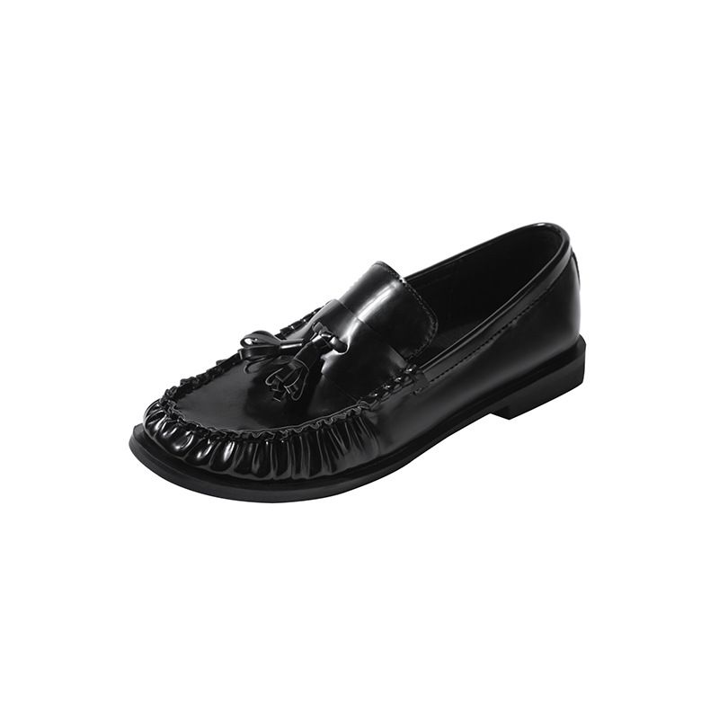 Loafer für Damen im britischen Stil 2025, neue Lack-Quaste, gewebt, runde Zehenpartie, Slip-On, echtes Leder, kleine Schuhe_voghion.com