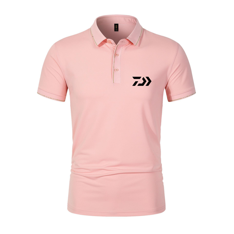 Polo shirt herre kortærmet revers top 2023 nyt trendy mærke ensfarvet enkel og slim fit is silke print T-shirt_voghion.com