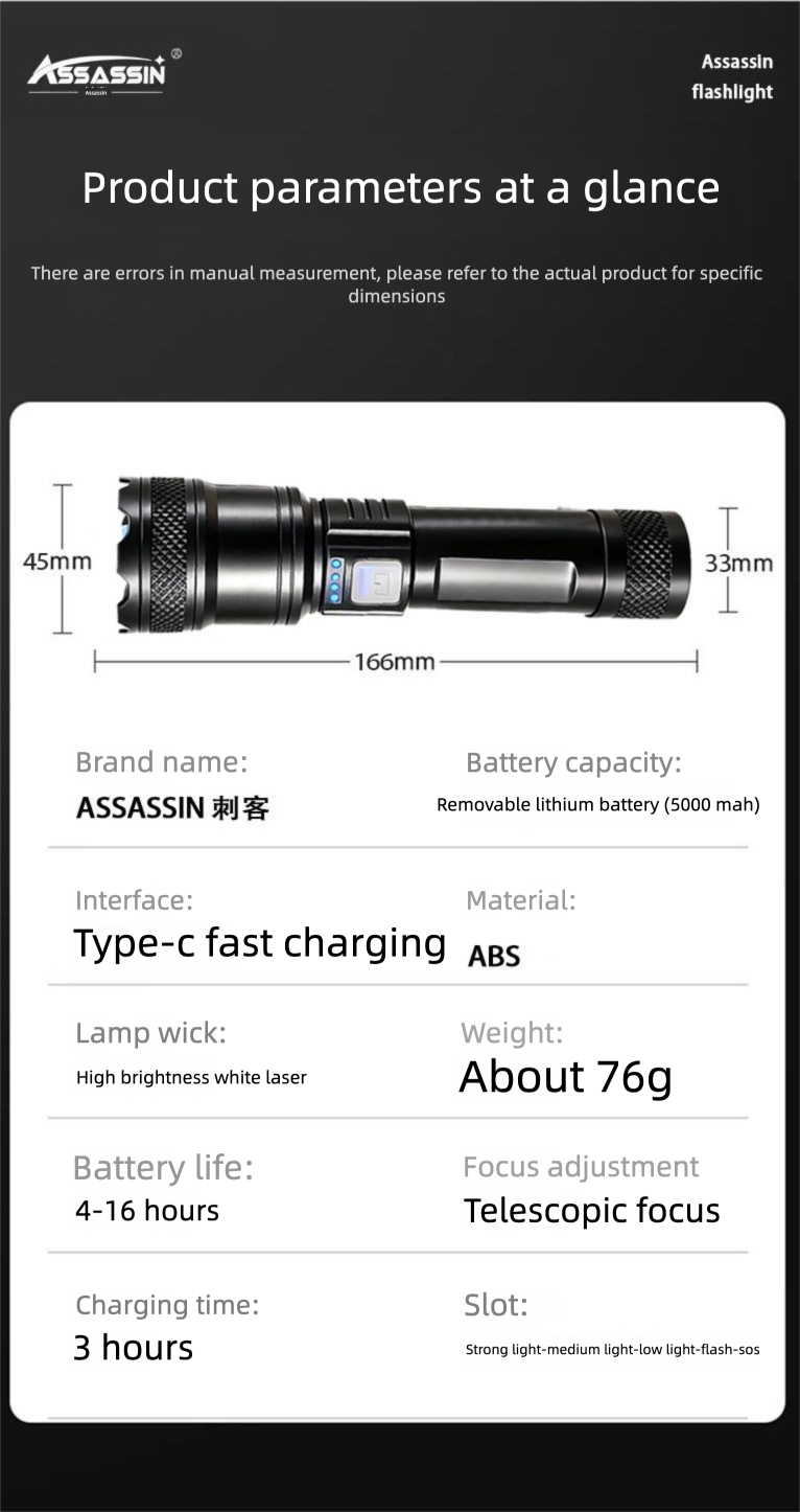 New Cycling Light High Brightness Flashlight Rechargeable Ultra Bright Outdoor Long Range Spotlight Portable Telescopic_voghion.com