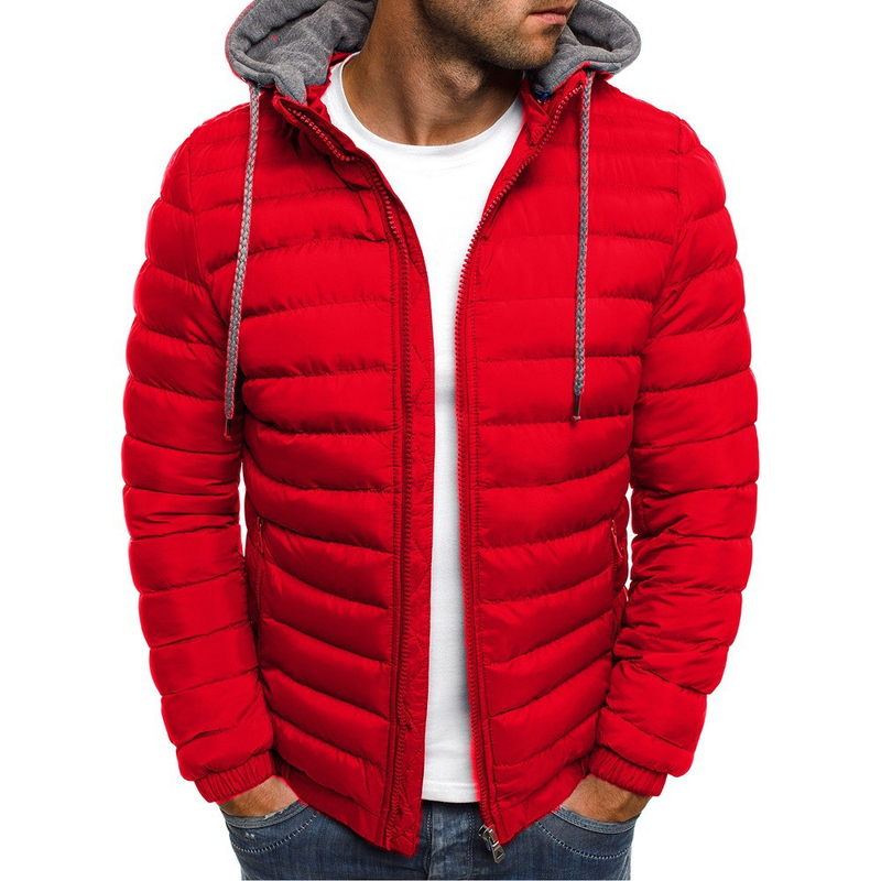 Manteau d'hiver 2021 en duvet pour homme, couleur unie, épais, ample, rembourré en coton, taille européenne_voghion.com