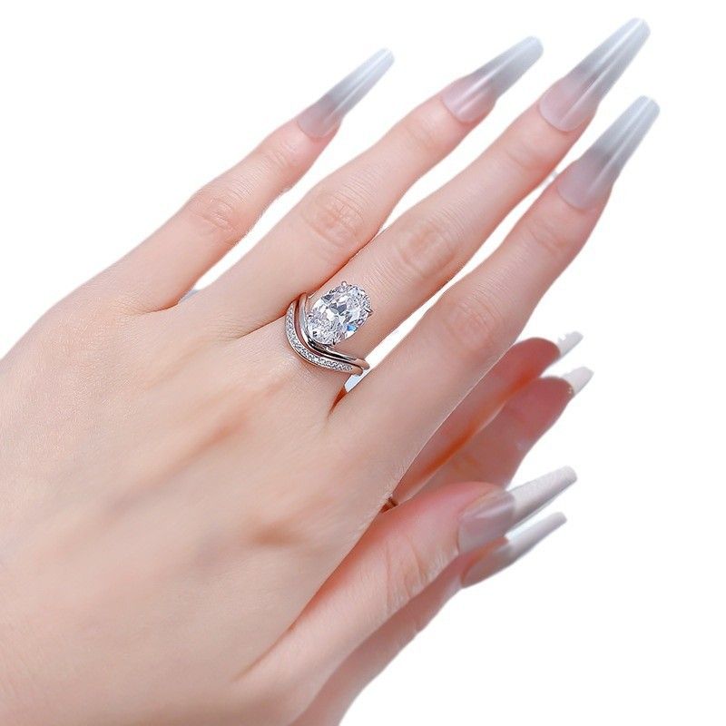 Hui Zhi Yi Schmuck 2025 Neue S Silber Oval Taube Ei 9*13mm Ei-Förmigen Diamant Ring Stapelbar_voghion.com