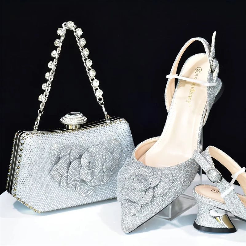 Sandalias de tacón alto con bolso joya de caja dura Bolso de fiesta diario_voghion.com