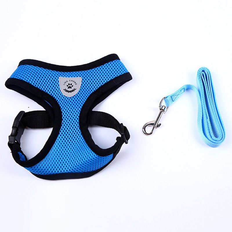 Vest-Style Pet Set Leash Breathable Mesh Dog Harness_voghion.com