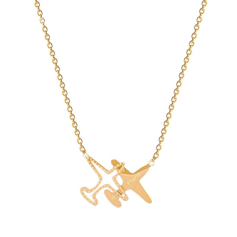 【 All Body Titanium Steel 】 Cold Plane Personality Extremely Simple Wind Furnace Real Gold Necklace Female Ins Internet_voghion.com