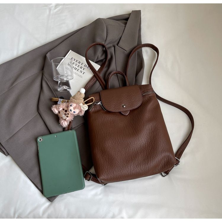 Korean version niche 2024 new dragon bags Xiang trendy fashion student large capacity soft leather backpack_voghion.com