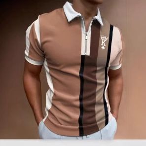 Unbeatable Quality 2025 Summer New Short Sleeved Men's Casual Stripe Combination Polo Shirt_voghion.com