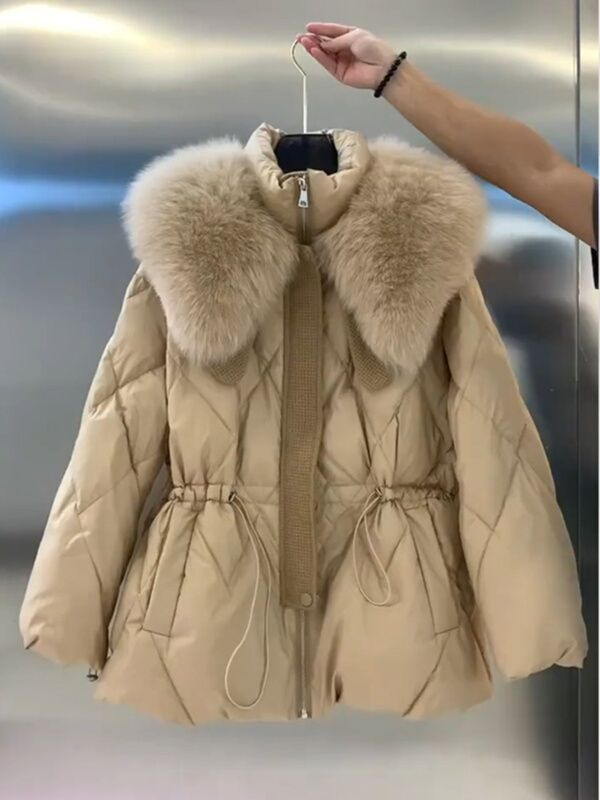 Fashionable Large Fur Collar Stand Up Collar, Waist Up, Slimming Down, Down For Women's 2023 Winter Wear, New Diamond_voghion.com