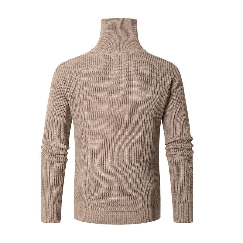 Maglione da uomo autunno inverno nuovo slim fit base colletto rovesciato mezza cerniera maglia maglia tinta unita_voghion.com