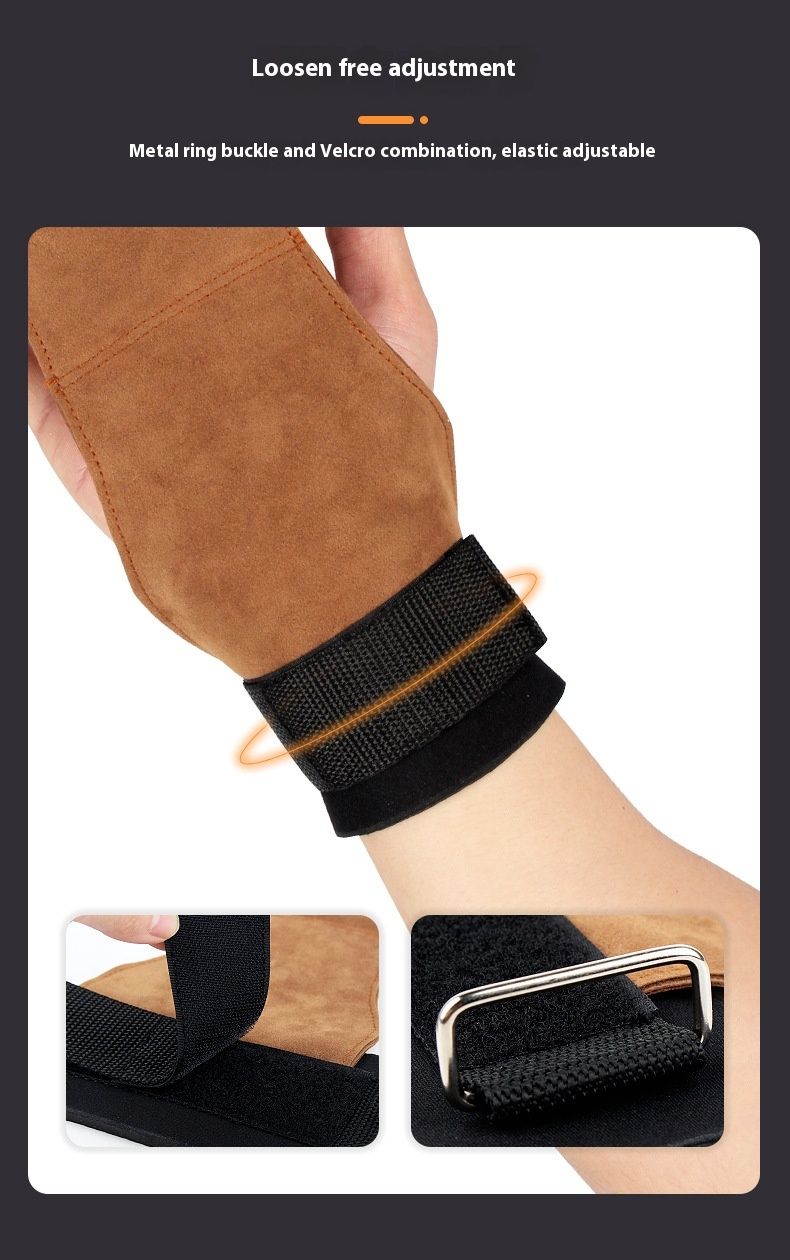 Strength training, cowhide protective hand, fitness, weightlifting wrist, up, hard pull gloves, and assist with grip_voghion.com