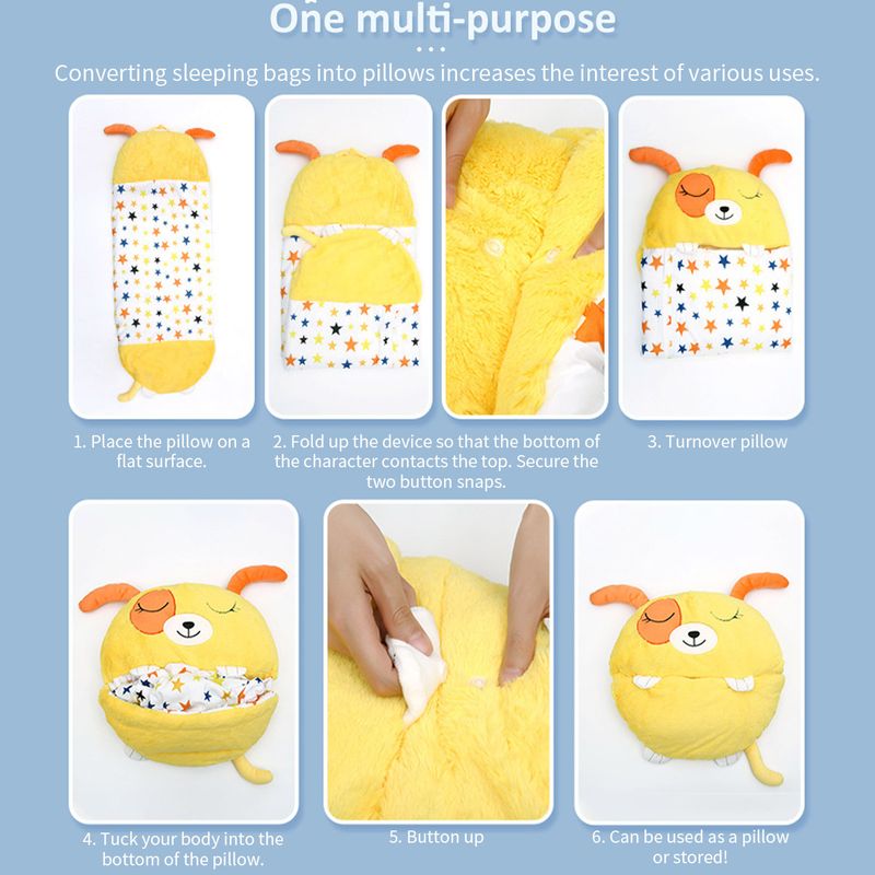 Saco de dormir de dibujos animados para niños, regalo de cumpleaños, saco de dormir para niños, almohada de peluche, sacos de dormir suaves y cálidos para bebés y niñas_voghion.com