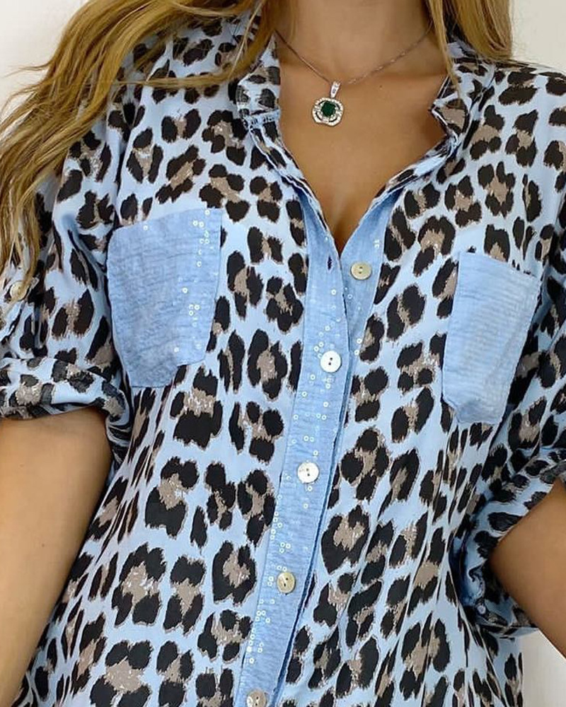 Camicia a maniche lunghe con stampa leopardata da donna_voghion.com