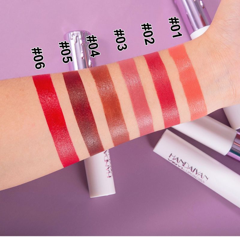 HANDAIYAN 6 - Color Liquid Lipstick Set, Moisturizing & Long - Lasting, Waterproof & Non - Stick Cup, Matte Finish Hydrating Lip Gloss_voghion.com