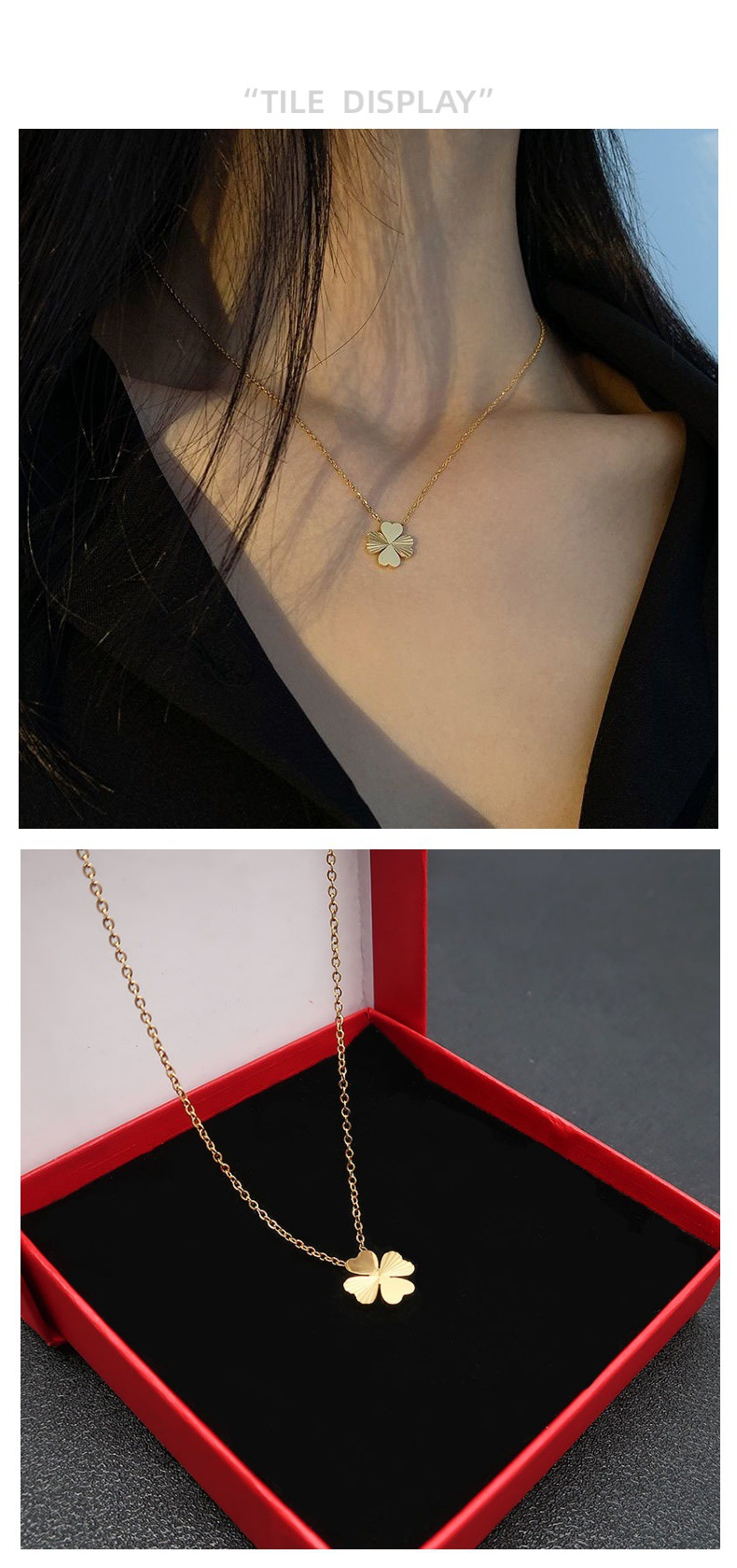 Titanium Steel Necklace For Women's New Summer Plating 17K Gold Mesh Red High Grade Feeling Collar Chain Does Not Fade_voghion.com
