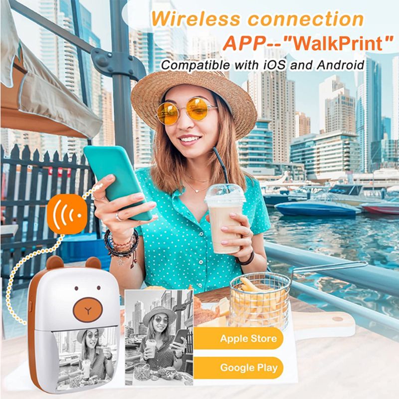 Mini Printer για iPhone και Android, Wireless Printer Label Printer, Portable Mini Thermal Printer for Print Label, Συμβατό με iOS & Android_voghion.com