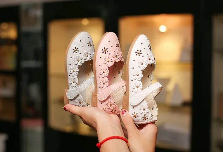 Bambini Bambino Bianco per Festa di Nozze Moda Principessa Scarpe in Pelle con Fondo Morbido Bambini Grandi Ragazze Fiore Appartamenti_voghion.com