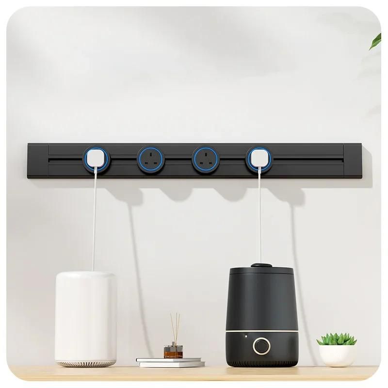 Track Socket Kitchen Wall Outlet, Universal Standard Round Romovable Adapter Plug,Electrical Outlet With USB, Black_voghion.com