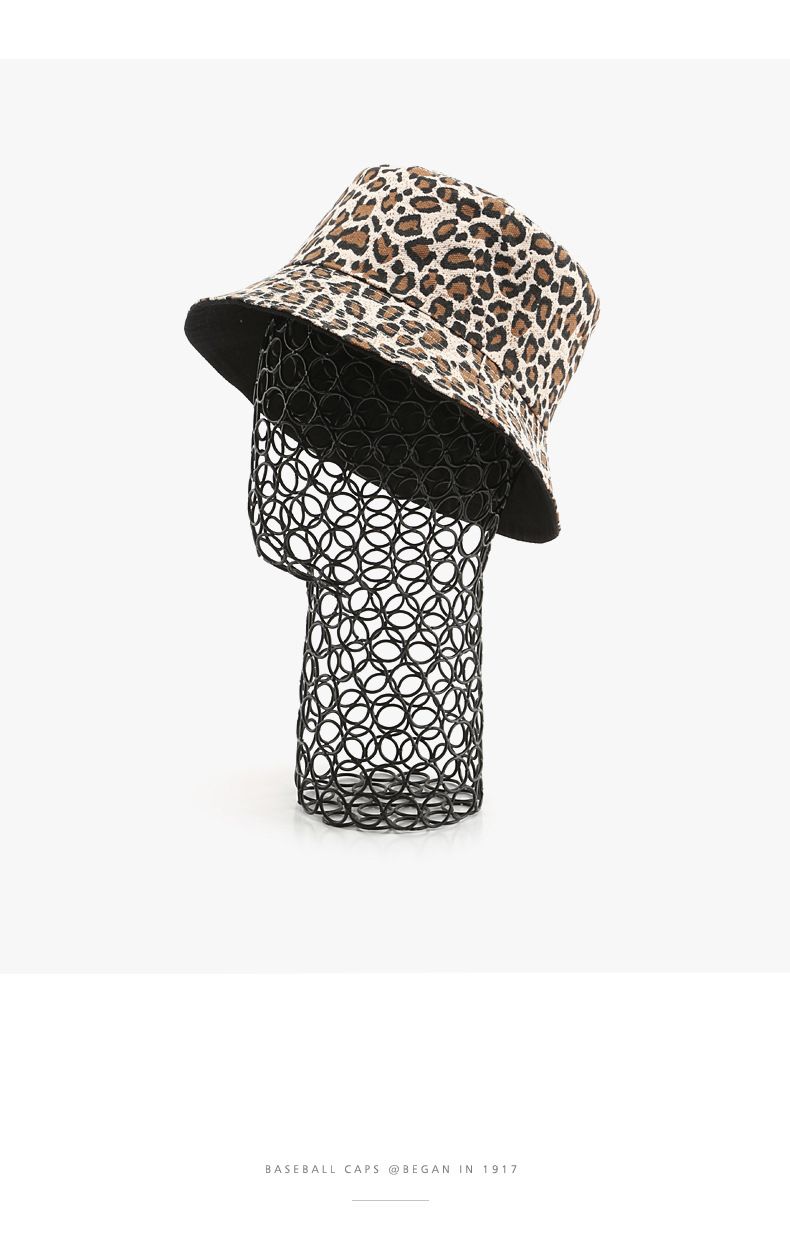 Spring retro simple double-sided leopard print fisherman hat outdoor sports leisure women's sun hat basin hat_voghion.com
