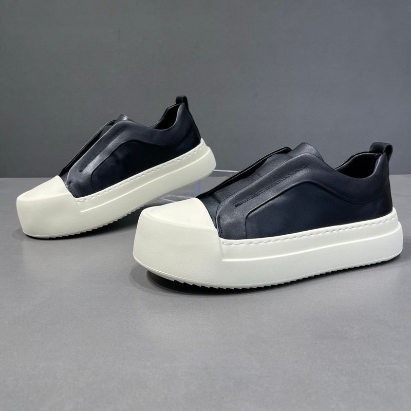 Sapatos de couro casual da moda 2025 One Step com sola grossa branca para homens_voghion.com