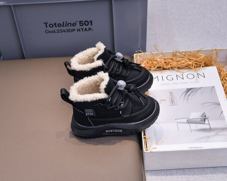 2024 Winter Neue Kinder 21-30 Größe Jungen und Mädchen Plüsch Kurze Stiefel Warme Baumwolle Schuhe Trendy_voghion.com