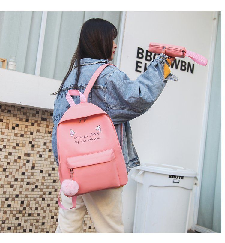 Elegante set di zaini Oxford per ragazze - Grazioso zaino scolastico con stampa animalier, grande capacità, resistente all'acqua e leggero (set da 4 pezzi)_voghion.com