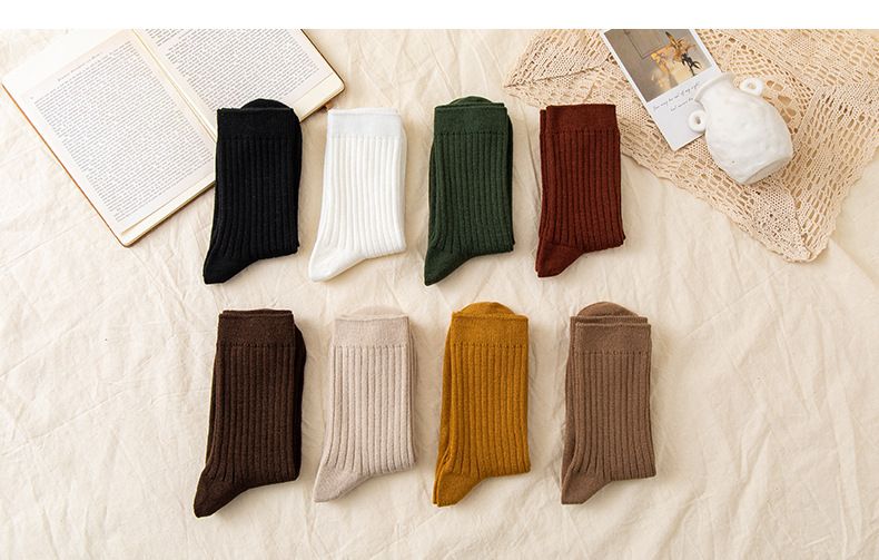 Herfst- en wintersokken voor dames, wollen sokken, studenten, warme mid-tube sokken voor dames, koudebestendige zachte Japanse mid-tube verdikte wollen sokken_voghion.com