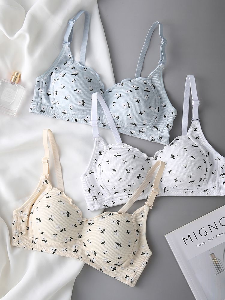 European Summer Romance: Floral Lace Wire-Free Bra - Ultra-Thin, Push-Up & Minimizer For Curvy Figures_voghion.com