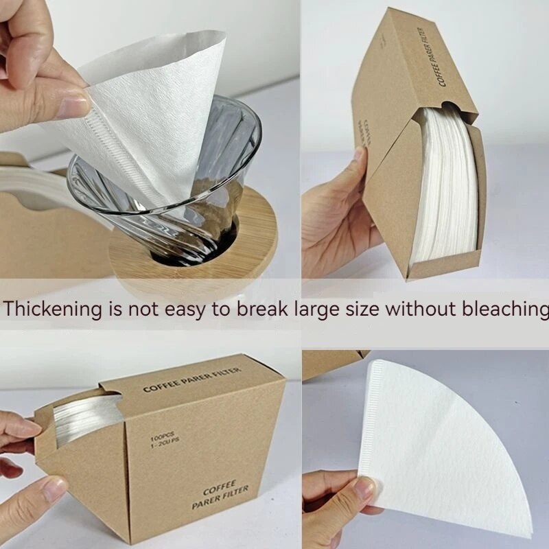 Unbleached fan-shaped disposable coffee paper, drip type hand washed ear cup, V60 filter paper_voghion.com