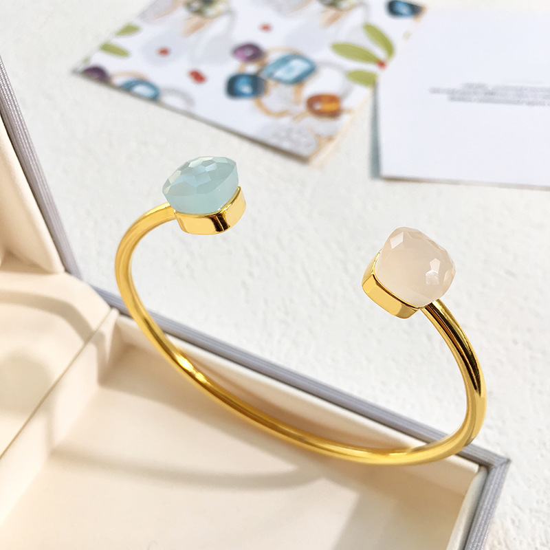 Set di gioielli da donna, moda, nazionali ed esteri, gioielli auto-progettati, gemme, bracciale aperto color caramella, gioielli con design di nicchia_voghion.com
