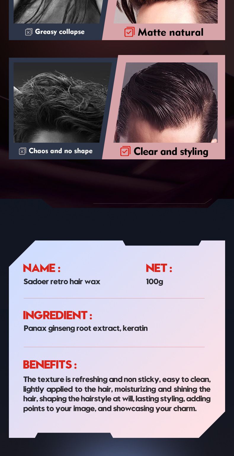 Full English Men's Wax SADOER Starker Halt Styling Natürlicher Volumengebender Haarton_voghion.com