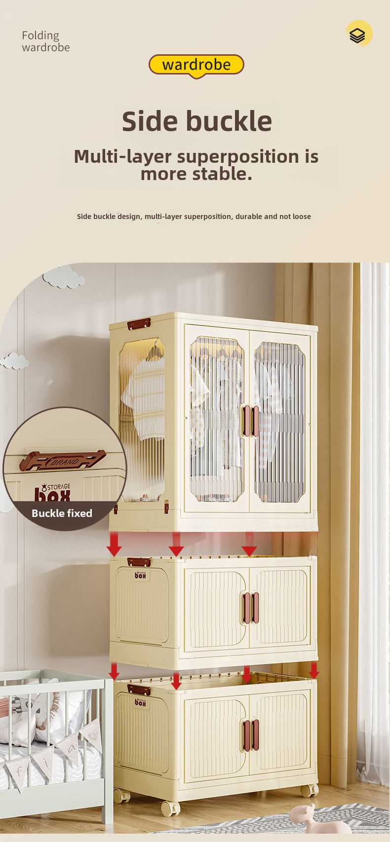 Scatola portaoggetti trasparente senza installazione, armadio pieghevole per la casa, vestiti, trapunte, organizzazione di manufatti, giocattoli per bambini_voghion.com