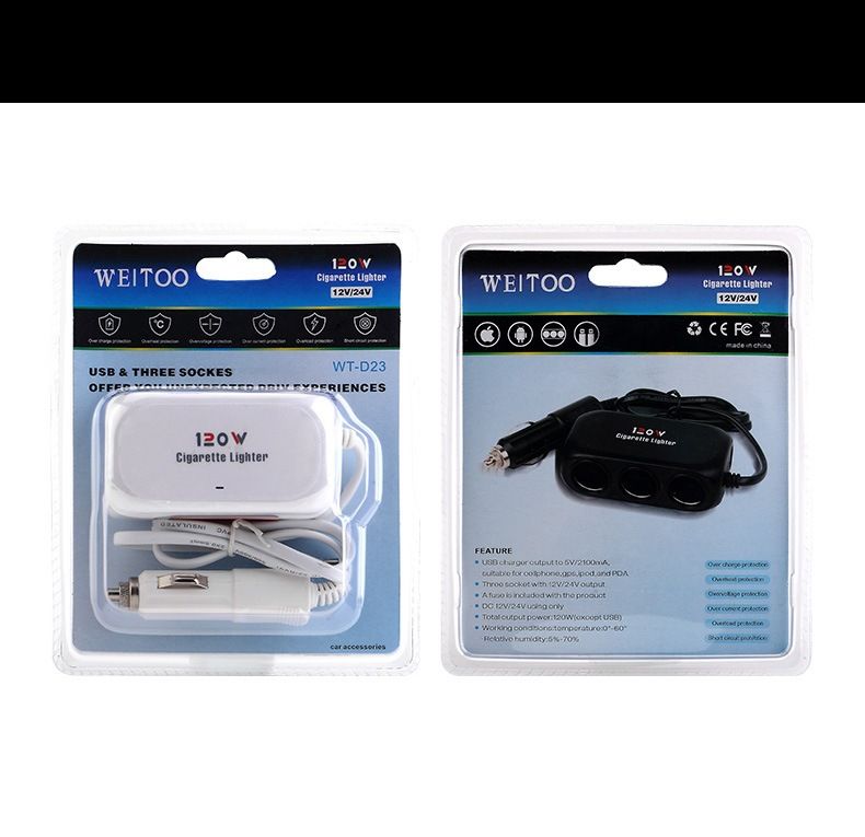Car Chargers Car Cigarette Lighter 120W With Fuse Car One To Three Cigarette Lighter Mobile Phone Charger Car Cigarette Lighter_voghion.com