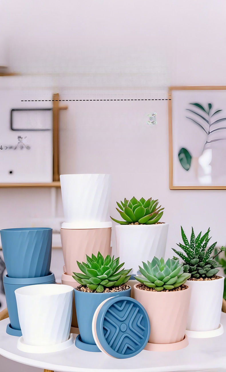 Pianta grassa verde in vaso piccolo, minimalista, addensata, in resina creativa, doppia, in vaso piccolo._voghion.com