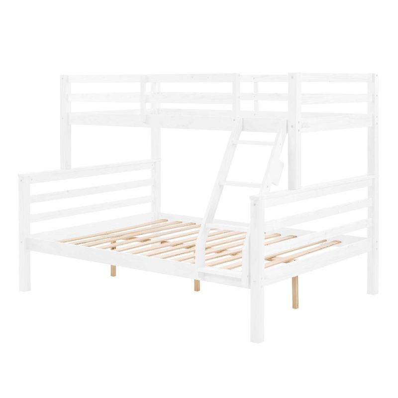 Twin Over Full Bunk Bed With Thick Posts,Wooden Bunk Bed With High Guardrail And Ladder For Kids, Teens, Dorm Rooms, And Guest Rooms,No Box Spring Needed,White_voghion.com