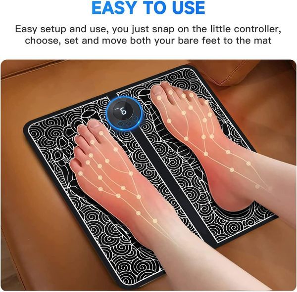 EMS Fußmassagegerät Pad Reflexzonenmassage Fußakupunktur Massage Muskelstimulation Verbesserung der Durchblutung Linderung von Schmerzen USB wiederaufladbar_voghion.com