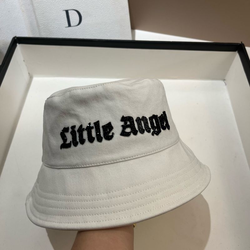 2025 New Rhinestone Sanskrit Letter Pure Cotton Fisherman Korean Style Spring Summer Casual Bucket Outdoor Travel Breathable_voghion.com