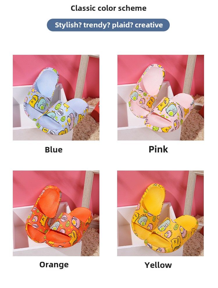 Summer new children's slippers four seasons home wear fashion cartoon classmate bathroom bath dinosaur cool slippers_voghion.com