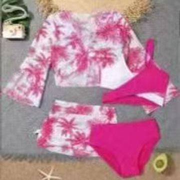 Dames sexy midden en grote kinderen 4-delige set hoge taille split bikini badpak fabrikant groothandel_voghion.com