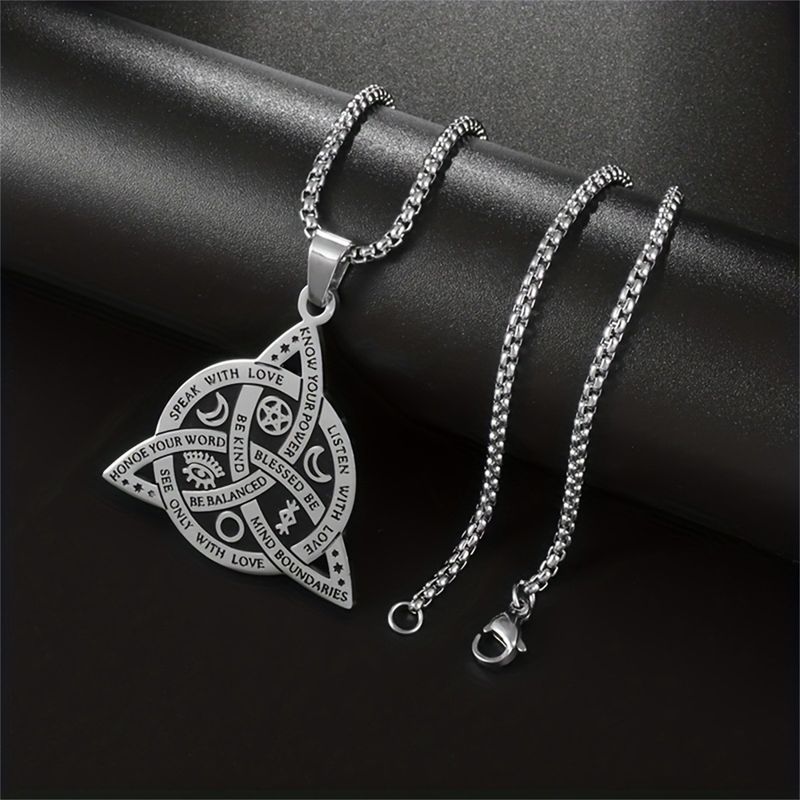 Collana unisex in acciaio inossidabile con nodo celtico vichingo, amuleto di protezione gotico, gioielli di moda durevoli da uomo_voghion.com