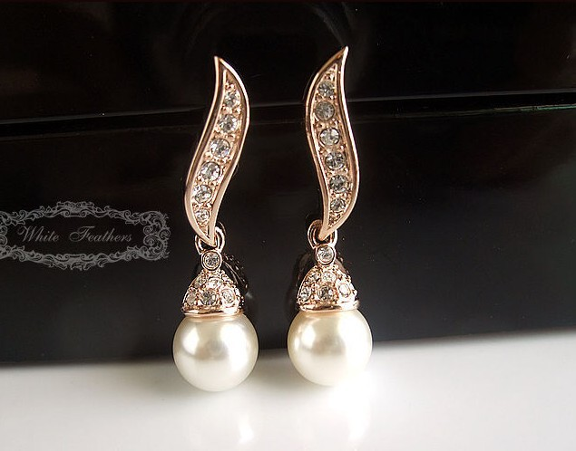 Koreanischer Stil reine weiße Perle Braut Halskette Ohrringe Schmuckset Brautjungfer Abendkleid Schmuck zweiteiliges Set Großhandel_voghion.com