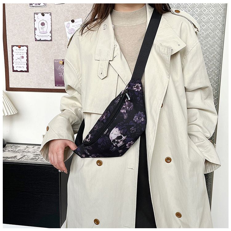 Borsa da donna con stampa teschio gotico - Elegante borsa a tracolla per Halloween e street fashion_voghion.com
