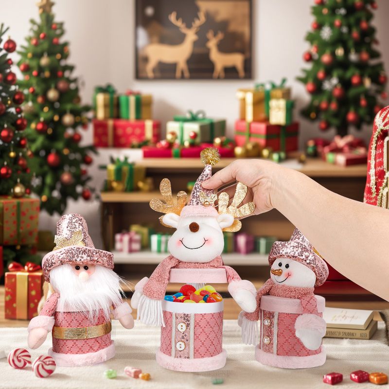 Kalėdų Senelis Sniego senelis saldainių vaikiška dėžutė Kalėdų rožinės spalvos dovanų maišelio priedai_voghion.com