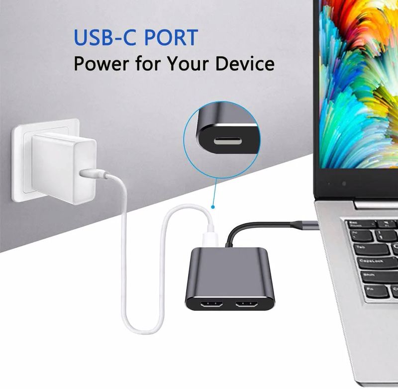 4k UHD Display C Thunderbolt3 Dual HD TV Extend 2 Monitors USB 3.0 Hub Type-C Dock PD Fast Charging For MacBook Pro Air_voghion.com