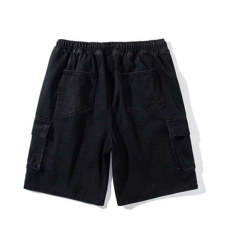 Cargo-Jeansshorts, lockere, gerade Hose für Herren im Sommer, trendiger Marken-Elastikbund, lässige Cropped-Hose in großen Größen_voghion.com